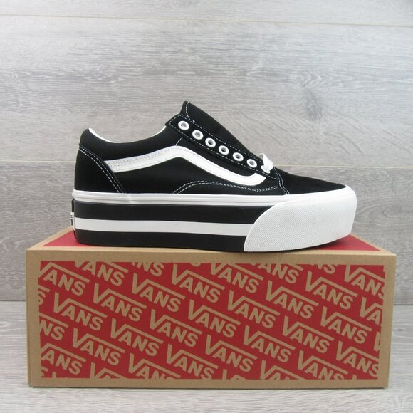 Vans Old Skool Stackform Womens Size 8 Black White Sneakers NEW - Picture 2 of 15